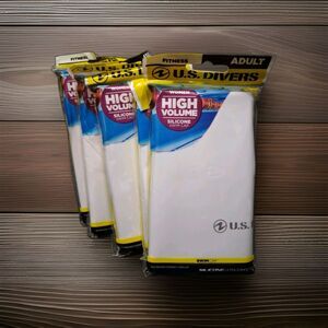 US Divers High Volume Silicone Swim Cap White Adult Womens New Lot of 5